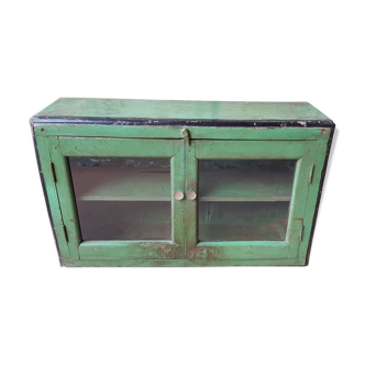 Burmese teak shelf with original green patina