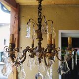 Antique bronze and crystal chandelier