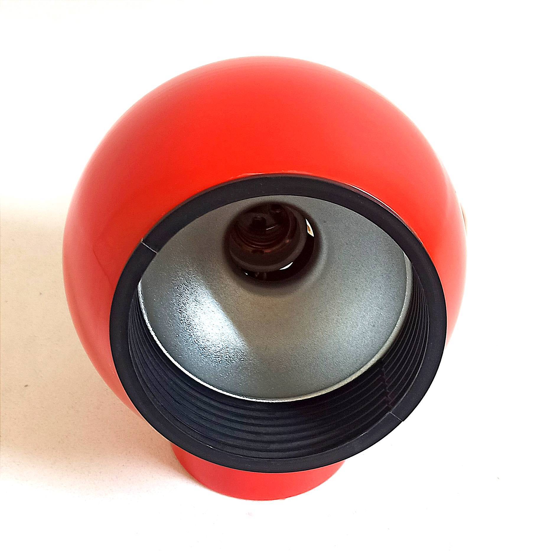 Bright Red Lita Ball Lamp Space Age 70s