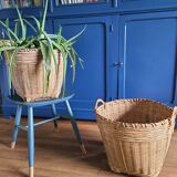 Basket, vintage woven wicker pot cover