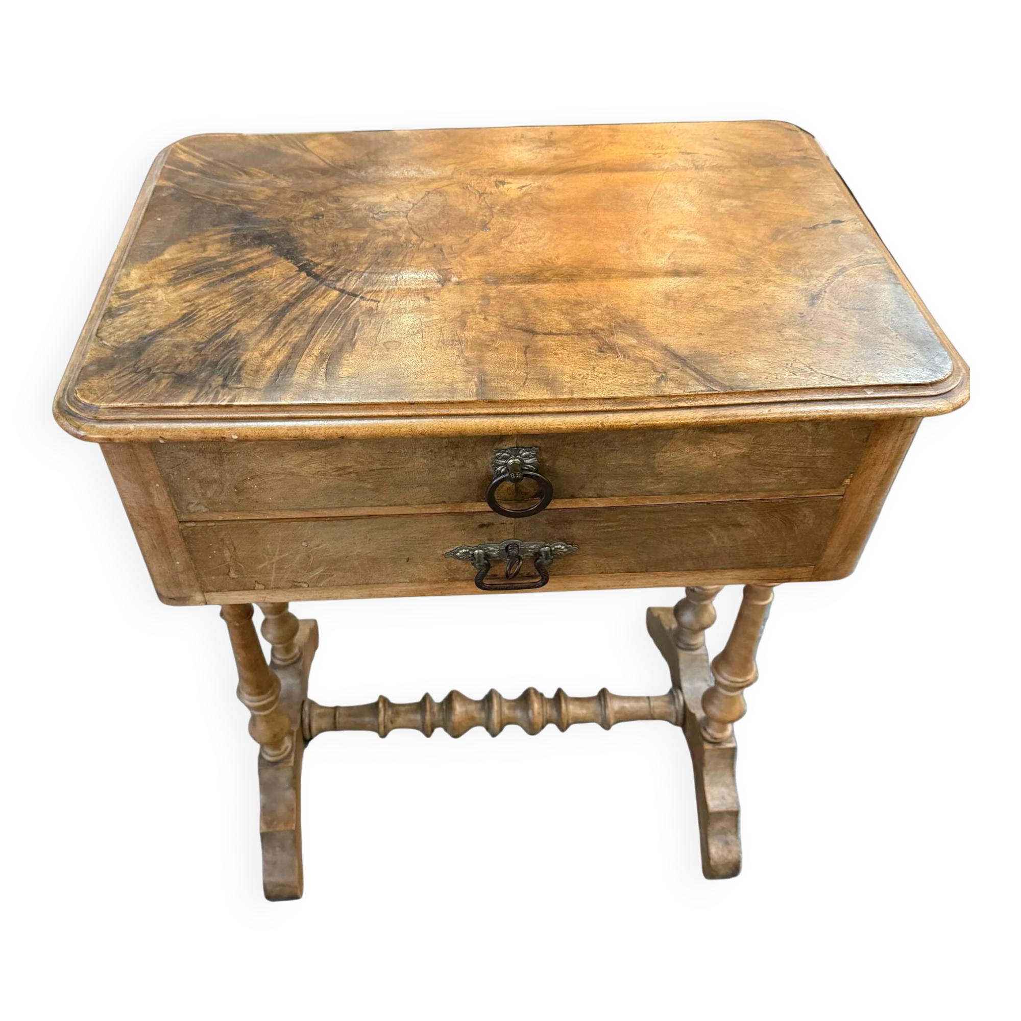 Table de salon / travailleuse ancienne en bois – XIXe siècle