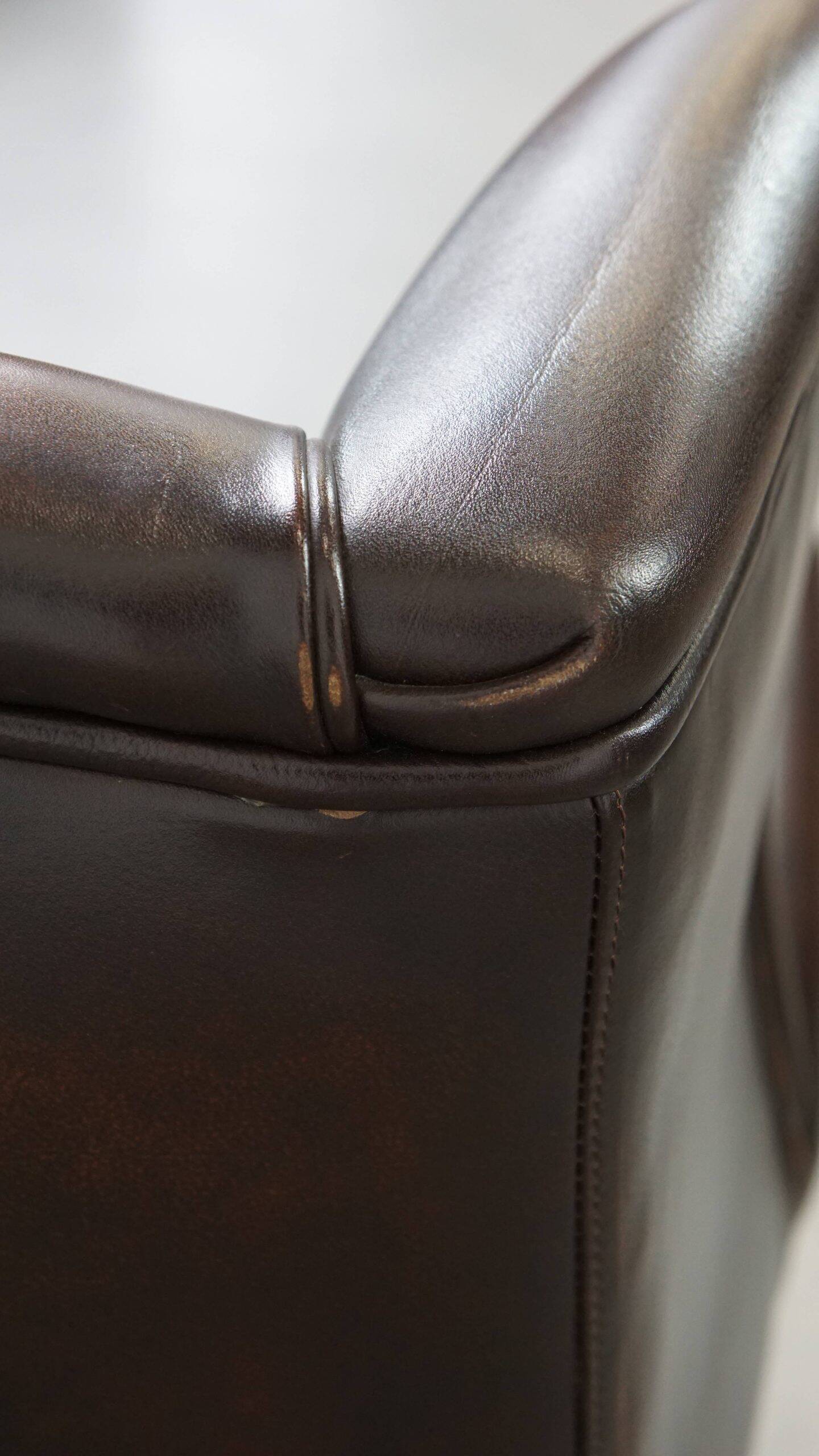 Very beautiful wing chair made of cowhide leather in English style