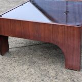 Table basse vintage en palissandre & verre par Claudio Salocchi, modèle "Oriolo"