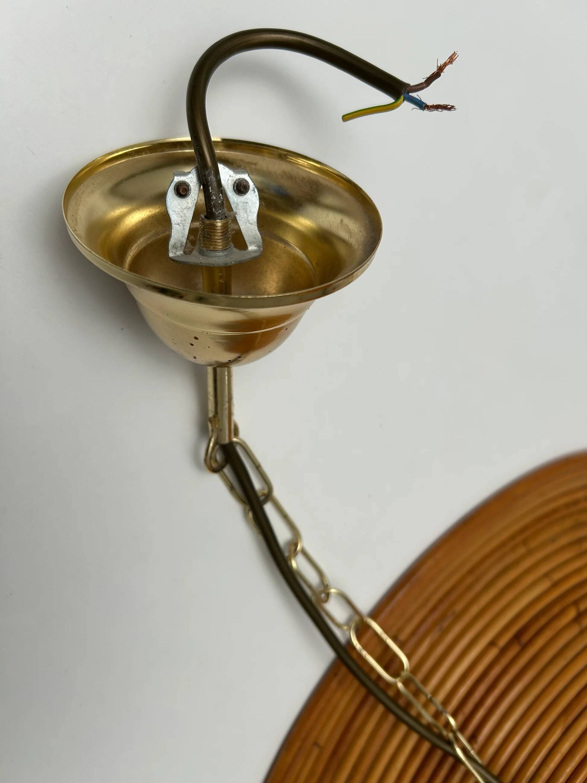 Bell-shaped reed suspension, in the style of Vivai Del Sud, Italy, 1960s.