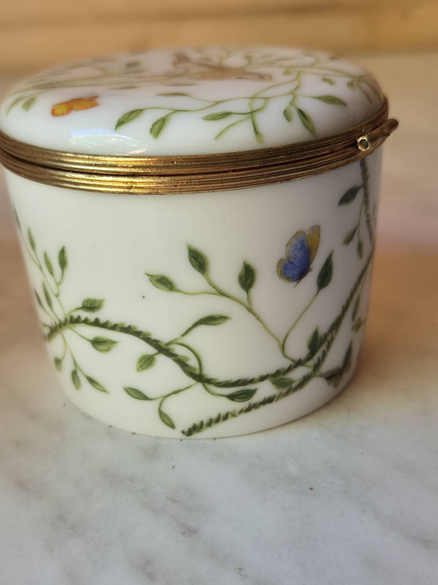 Vintage Raynaud Limoges Porcelain Box with Birds & Floral Decoration