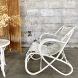 Fauteuil en rotin blanc