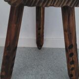 Set of 2 wooden tripod stools
