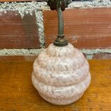 Antique Art Nouveau Gilt Bronze Wall Lamp + Vintage Pink Glass Ball