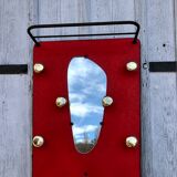 Coat rack red 1950 mirror free-form brass hooks