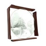 Mid-century teak table / wall mirror / vanity, Italy 1960s