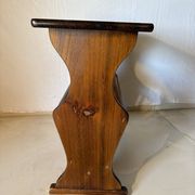 Side table, vintage turned wood magazine rack