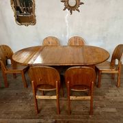 Large Scandinavian pine table - 6 chairs