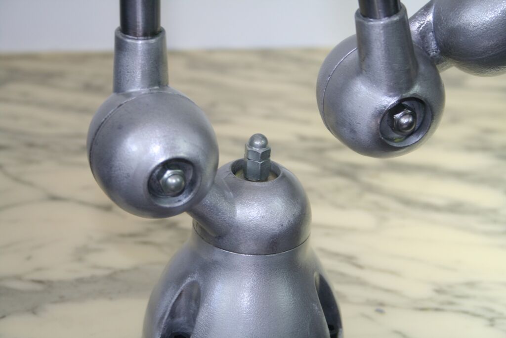 Jieldé desk lamp 2 arms 40cm base seed glossy varnish, Vintage industrial Jean Louis Domecq