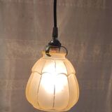 Art Deco lampshade in gilded glass and brass frame - mid 20th century