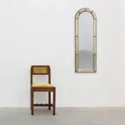 Venetian Style Arched Mirror with Gilt Beaded and Glass Frame, Italy, 20th