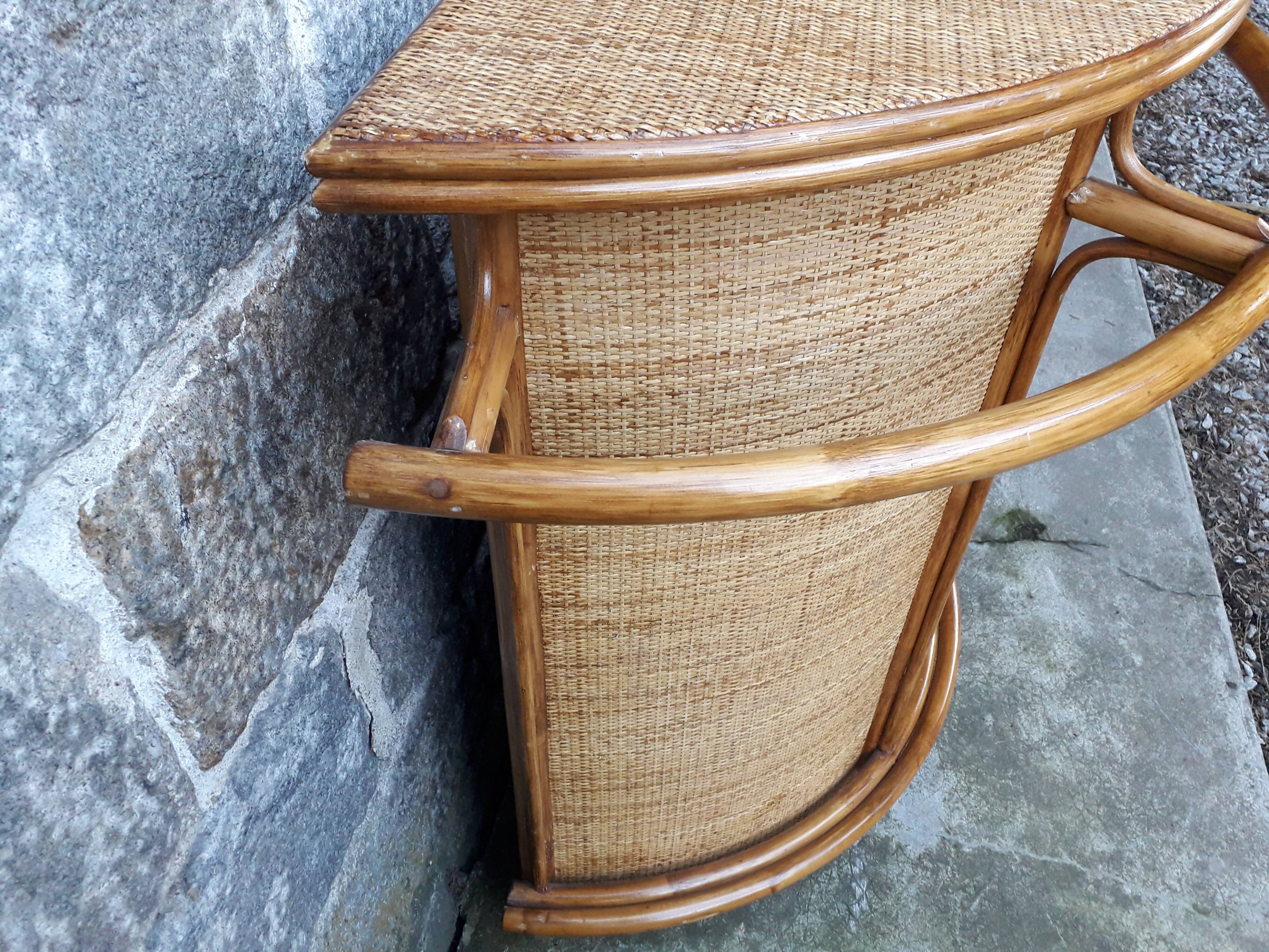 Bar en rotin vintage & ses tabourets