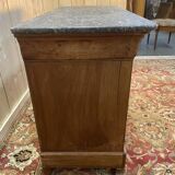 Commode époque Louis Philippe loupe de noyer  marbre gris veiné
