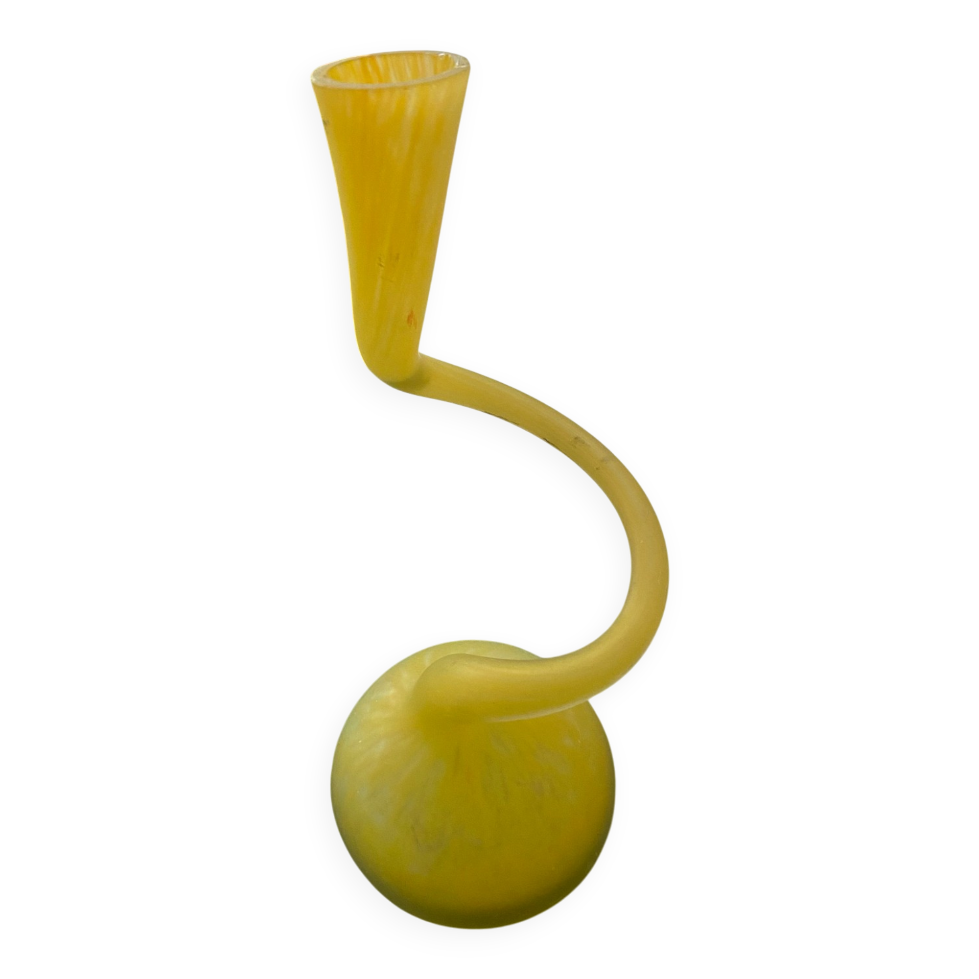 Vase Soliflore col de cygne Vintage – Verre Satiné Jaune