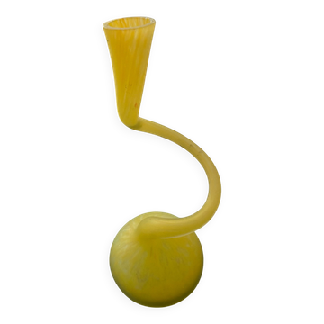 Vase Soliflore col de cygne Vintage – Verre Satiné Jaune