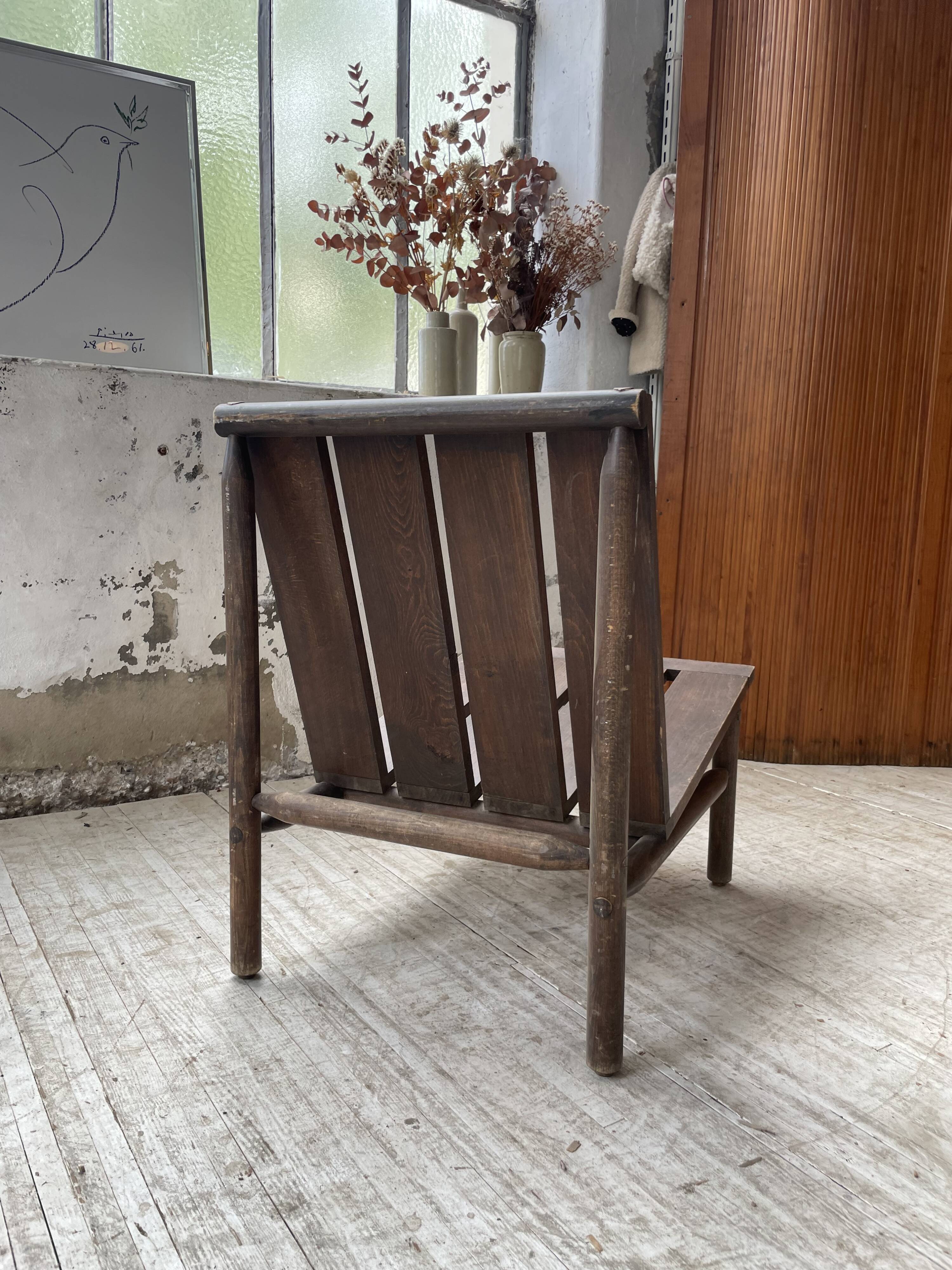 Modernist oak armchair