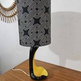 Vintage ceramic lamp free form Yellow and Black