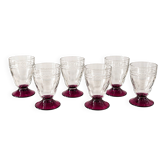 6 vintage cut glasses – ruby stem – 1950s