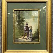 Pierre Guillermet: 19th century watercolor depicting an undergrowth scene animated with characters