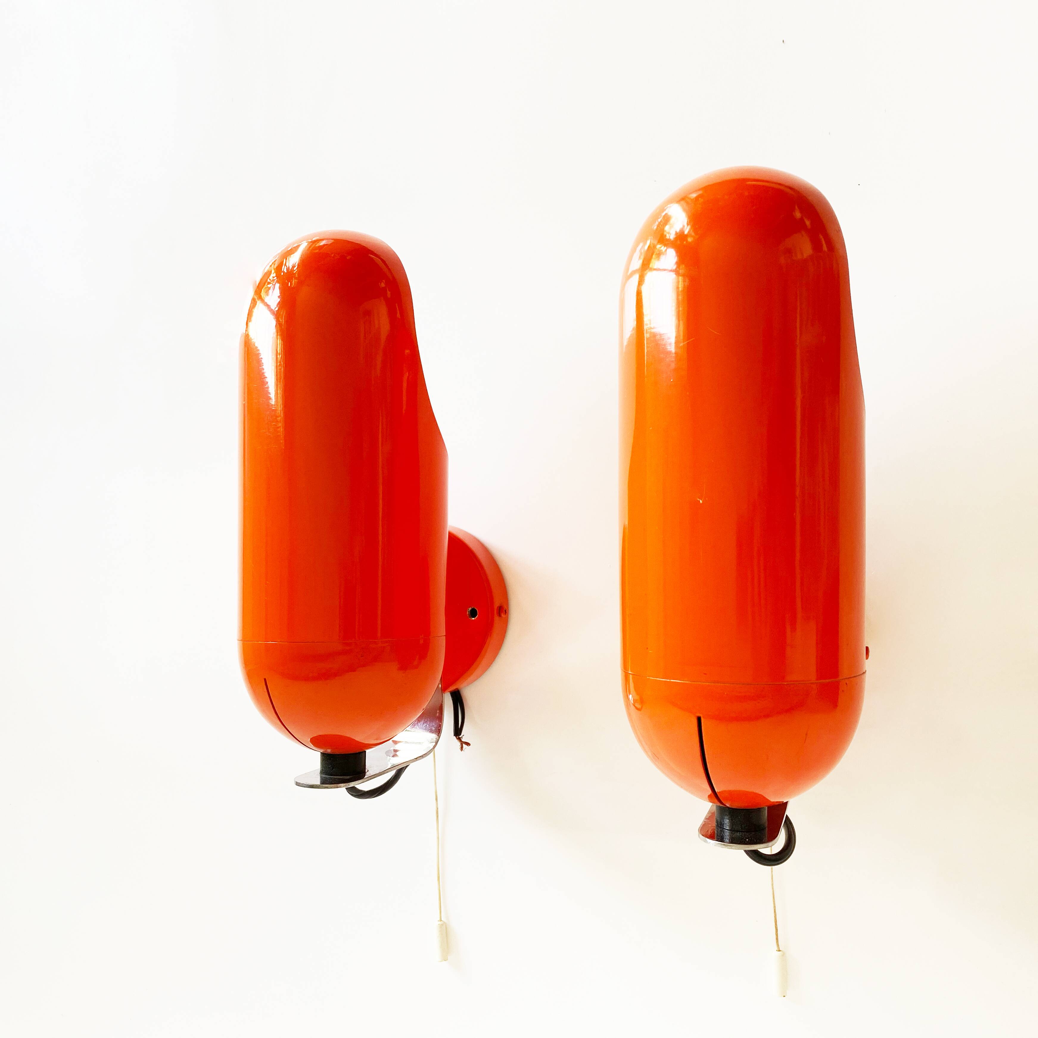 Pair of Space Age wall sconces by Raak, Netherlands, 1970s