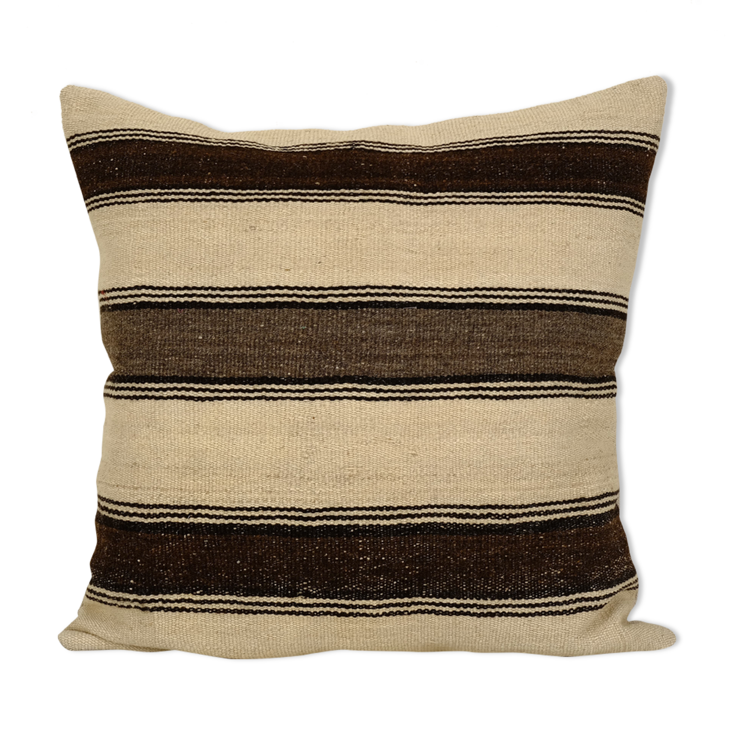 Handmade Organic Wool Striped Couch Pillow Cover, Ethnic Chair Cushion Decor from Anatolian, Bohemia