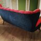 Scandinavian cocktail sofa red bi color, years 50 60 plush red black