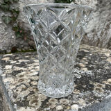 Vase en verre ciselé vintage verre transparent