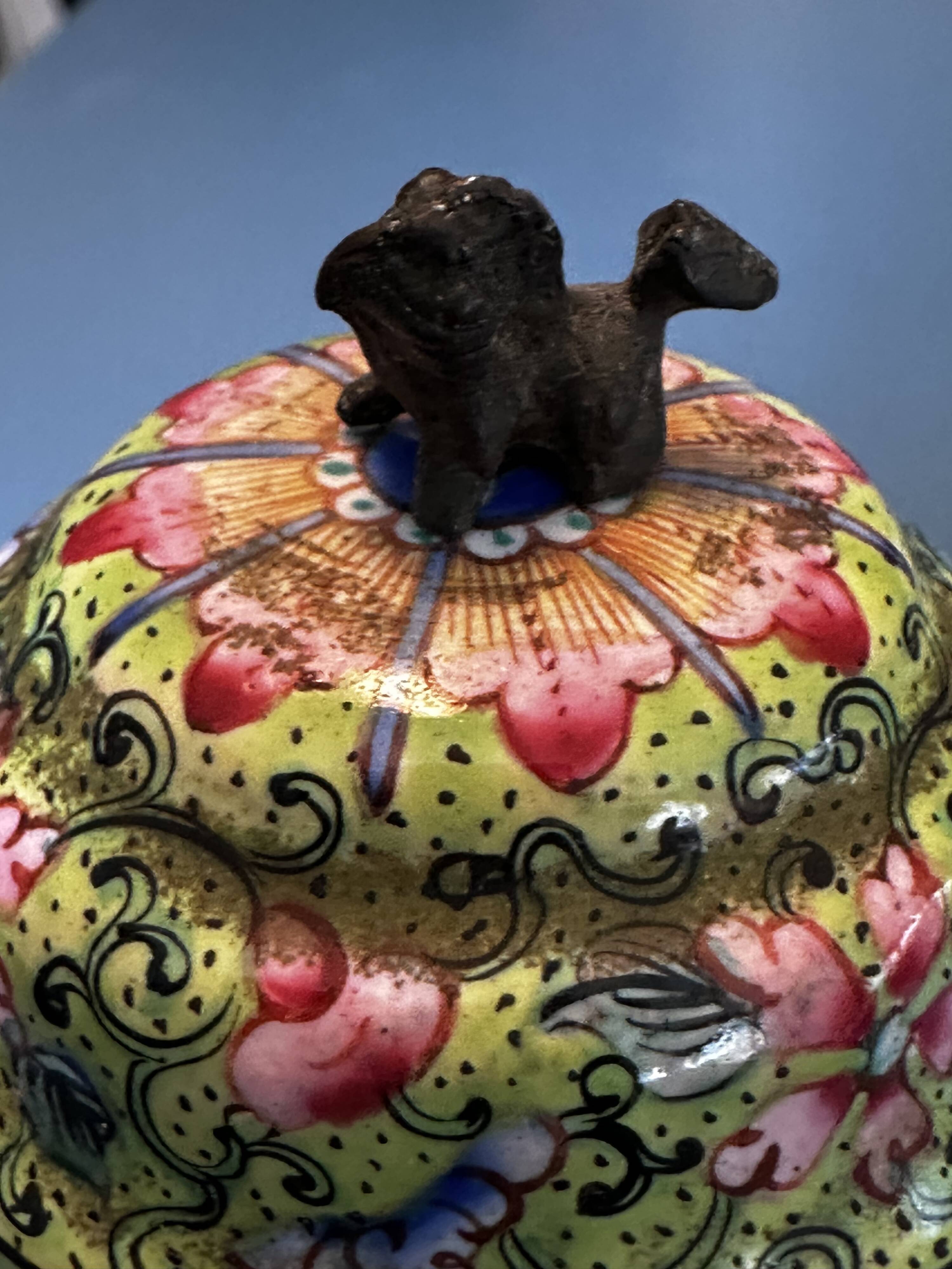 Chinese ewer in painted enamel on copper – floral decoration - Canton 18