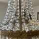 Hot air balloon chandelier in brass and crystal pendants