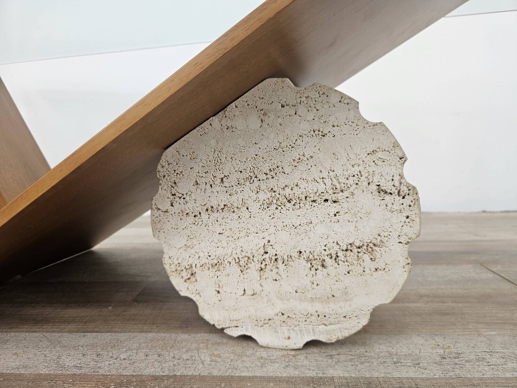 Valentino coffee table by Cattelan Italia in glass, wood, and travertine