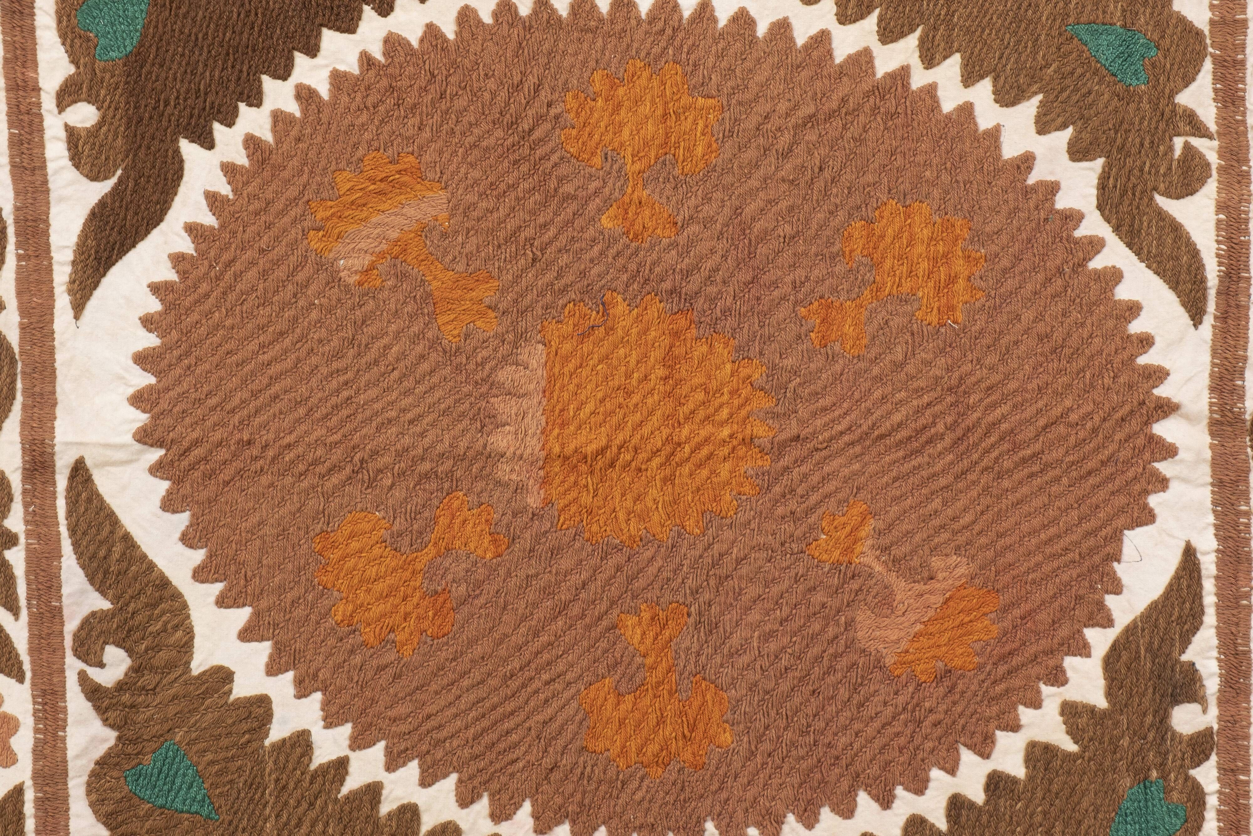 Suzani Tapestry - Faded Red Uzbek Table Cloth - Tribal Embroidery Wall Decor, Vintage Boho Bedspread