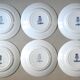 Set of 6 dinner plates of St. Amand, blue decoration