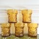 7 amber glasses and carafe Italy 70s