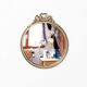 Round mirror, brass frame with décor 37x37cm