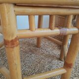 Hexagonal bamboo side table - vintage