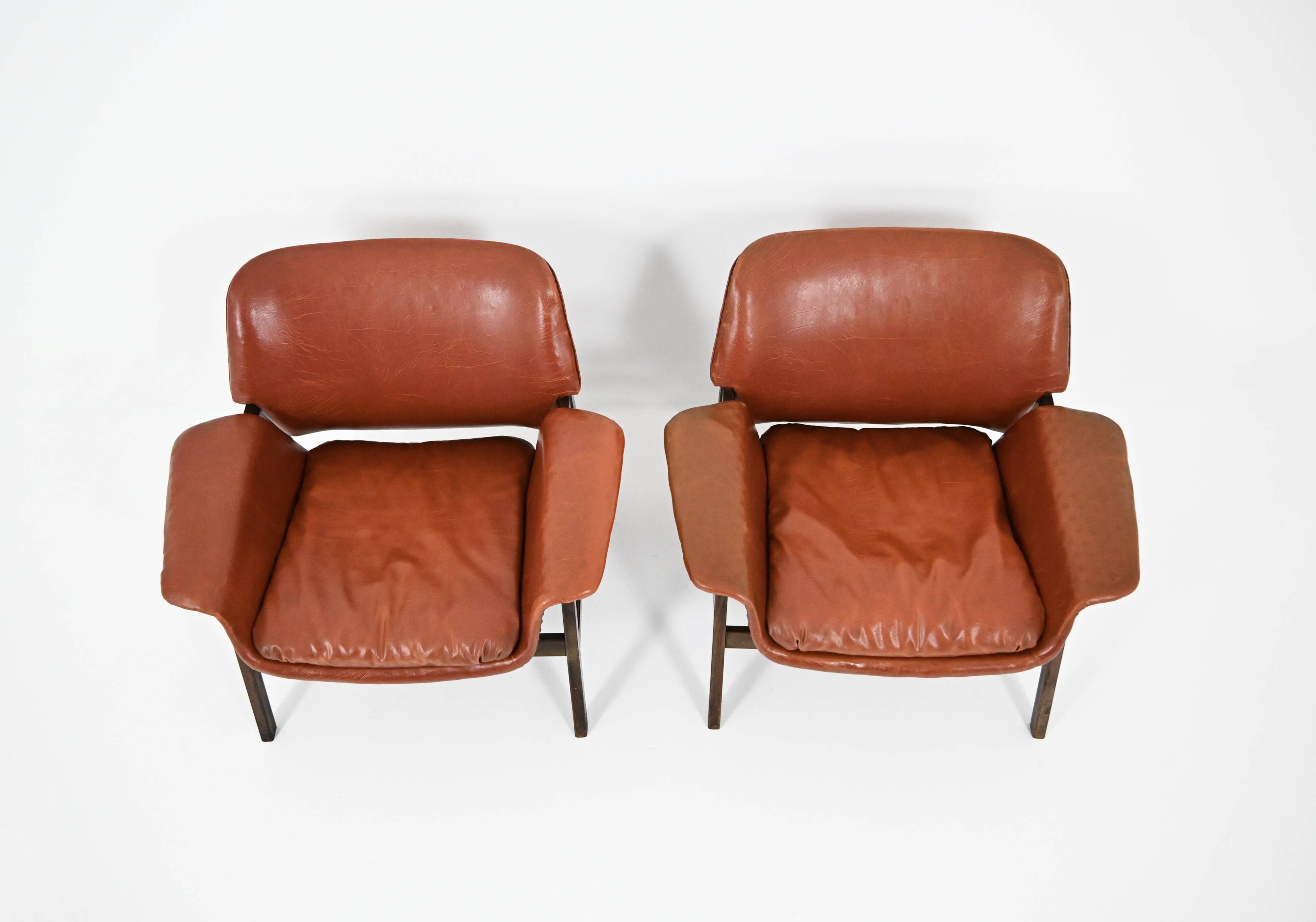 Set of 2 “849” Armchairs by Gianfranco Frattini for Cassina, 1950s