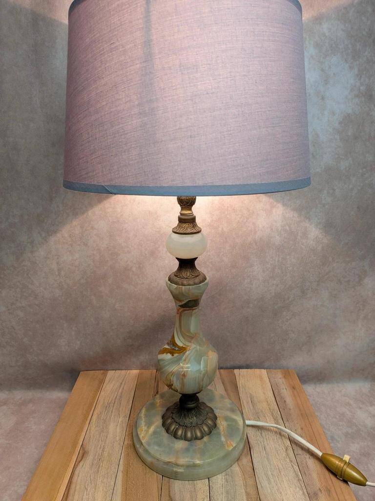 Vintage lamp base in onyx and brass