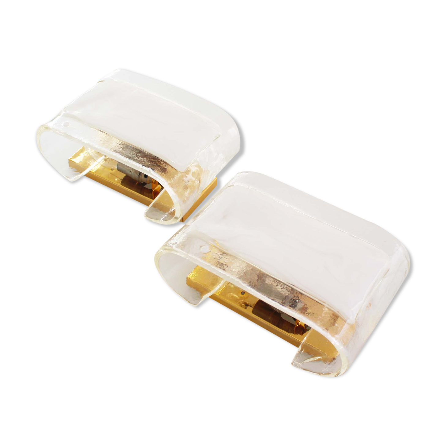 Pair of Heavy Petite Muranoglass and brass sconces by La Murrina