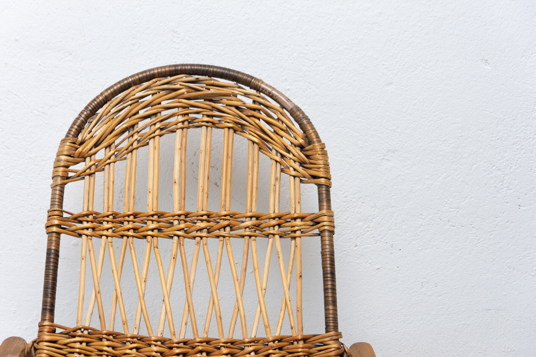Mid century wicker rocking chair, czechoslovakia, 1960´s