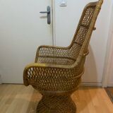 Vintage rattan armchair – High back – 1970s