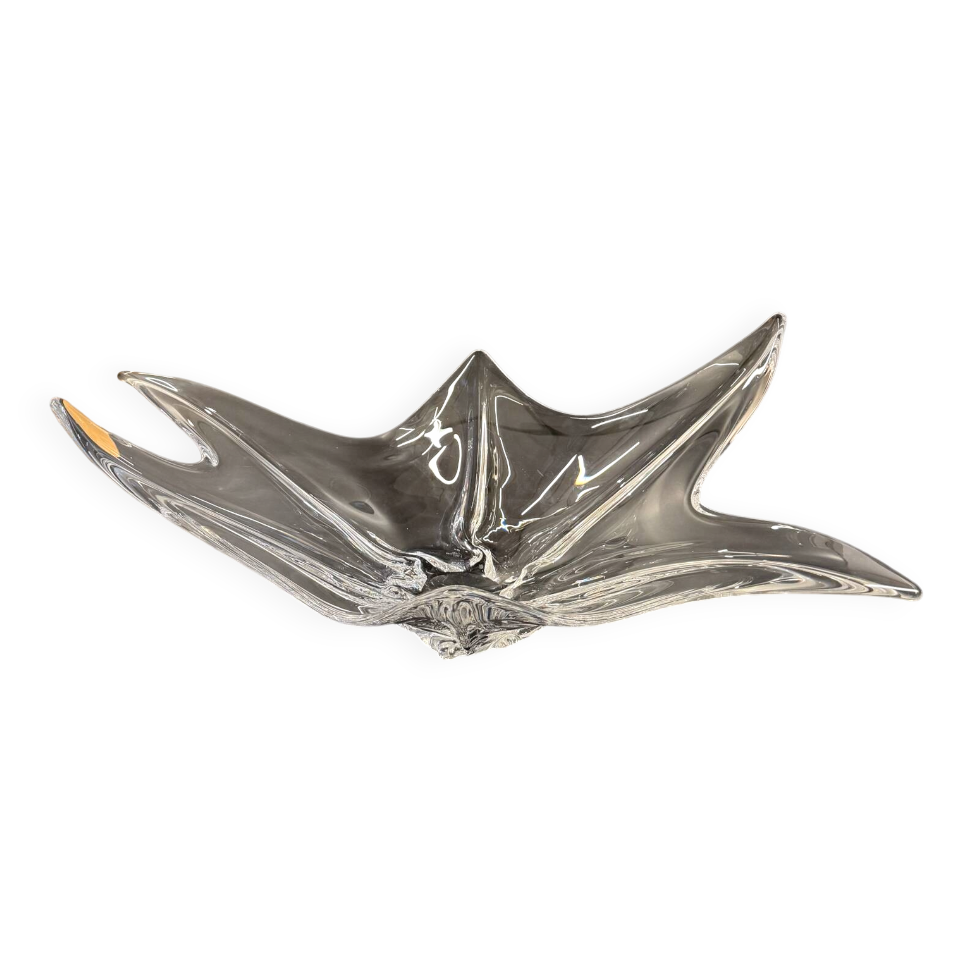 Large vintage sculptural crystal platter from the 1950s/60s