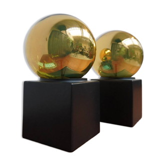 Golden cube lamp, set off 2 design by Philips, 1970s