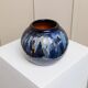 Danish Vintage Glazed Ceramic Vase by Hildegon Als in blue-brown glaze, mid-century 1960s