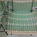 Paire de fauteuils tressés avec table Vertex  Tchécoslovaquie 1960