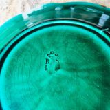 Plate with botanical leaves in green enameled earthenware from Clairfontaine circa 1890