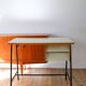 Formica, beech and black metal desk, Modernist Design, 1960